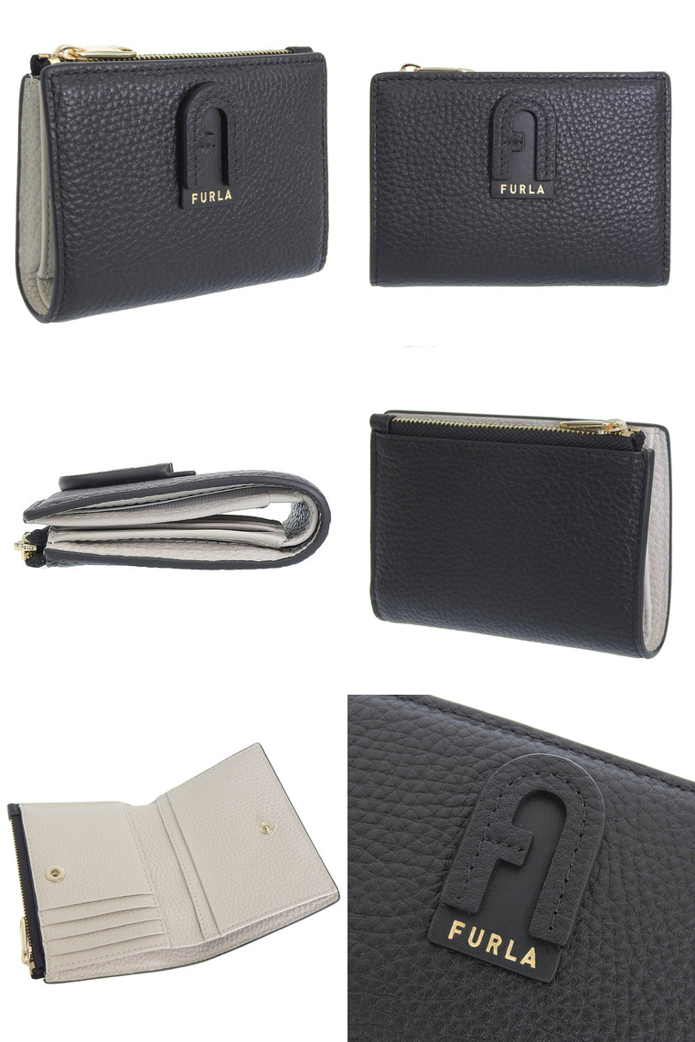 FURLA ブラック 二つ折り財布　美品 FURLA フルラ 財布 レディース 二つ折り財布 アウトレット