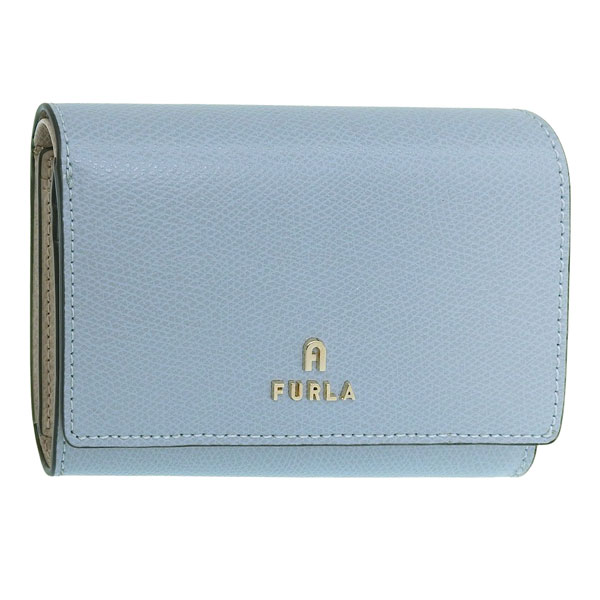 FURLA グレーブルー レザー 三つ折り財布 FURLA】三つ折財布 ブルー