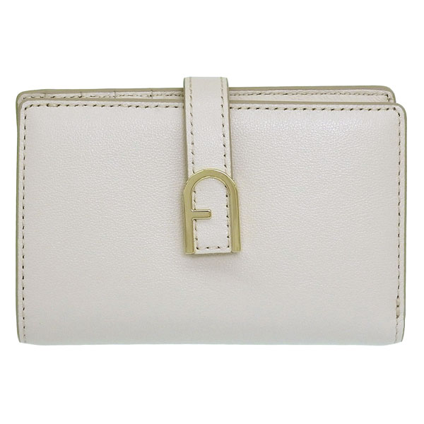 ☆正規品☆美品☆フルラ　折りたたみ財布　白　レザー　バッグ　財布　小物 FURLA（フルラ） 特価 財布 レディース 2つ折り 折財布 コンパクト