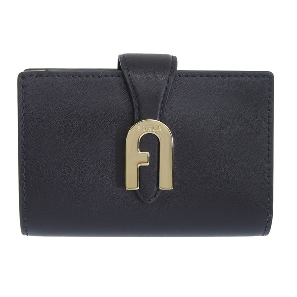 【FURLA】未使用に近い✨ ブラック レザー コンパクト財布　二つ折り Furla(フルラ) PBG2RZY BX0305 O6000 リッツィー M コンパクト