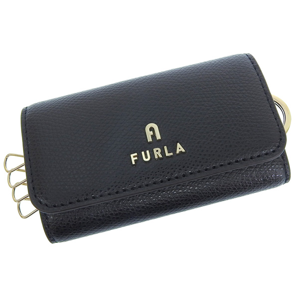 FURLA（フルラ） キーケース 4連 レディース レザー ブラック カメリア