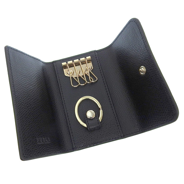 FURLA（フルラ） キーケース 4連 レディース レザー ブラック カメリア