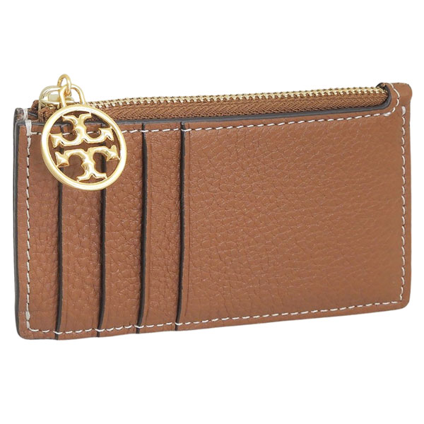 トリーバーチ カードケースコインケース 小銭入れ レディース レザー ブラウン MILLER TOP ZIP CARD CASE 134554 905 TORY BURCH