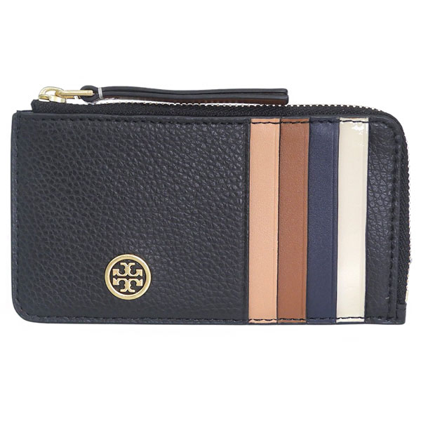 トリーバーチ カードケース レディース コインケース 小銭入れ フラグメントケース レザー ブラック ROBINSON PEBBLED ZIP CARD CASE 146012 001 TORY BURCHの画像