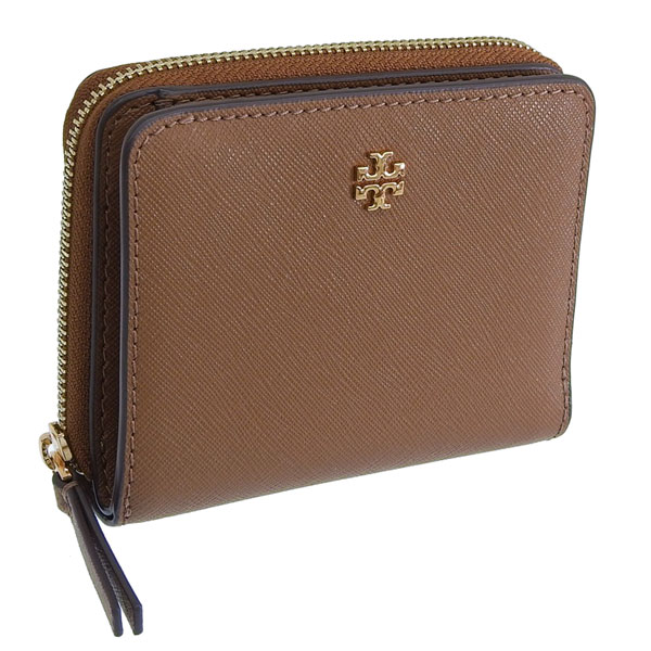 トリーバーチ 財布 レディース 2つ折り 折財布 コンパクト アウトレット レザー ブラウン エマーソン EMERSON MINI WALLET 147606 909 TORY BURCH