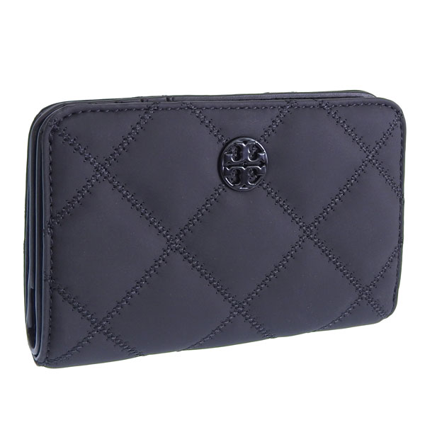 トリーバーチ 財布 レディース 2つ折り 折財布 コンパクト アウトレット ブラック WILLA MATTE MEDIUM WALLET 150061 001 TORY BURCH