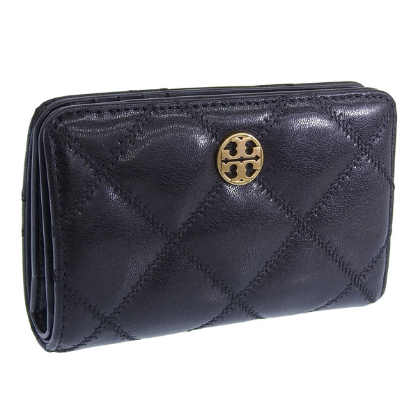 トリーバーチ 財布 レディース 2つ折り 折財布 コンパクト アウトレット レザー ブラック WILLA MATTE MEDIUM WALLET 150077 001 TORY BURCH