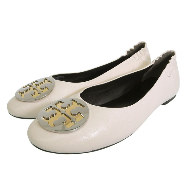 トリーバーチ 靴 レディース パンプス アウトレット 23.5cm レザー ホワイト CLAIRE CAP TOE BALLET 156309 104235 TORY BURCH