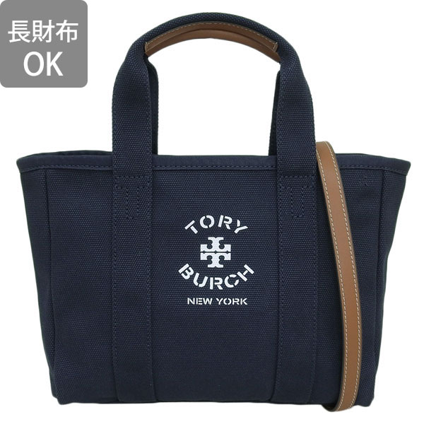 トリーバーチ バッグ レディース 2WAY トートバッグ ショルダーバッグ アウトレット キャンバス スモールトート ネイビー SMALL TOTE  156529 405 TORY BURCH