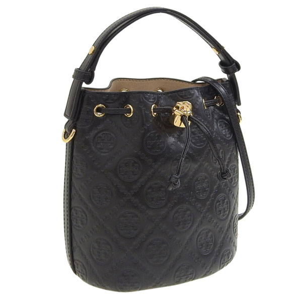 トリーバーチ バッグ レディース ショルダーバッグ 2way 斜めがけ レザー ブラック T MONOGRAM LEATHER MINI BUCKET BAG 158530 001 TORY BURCH