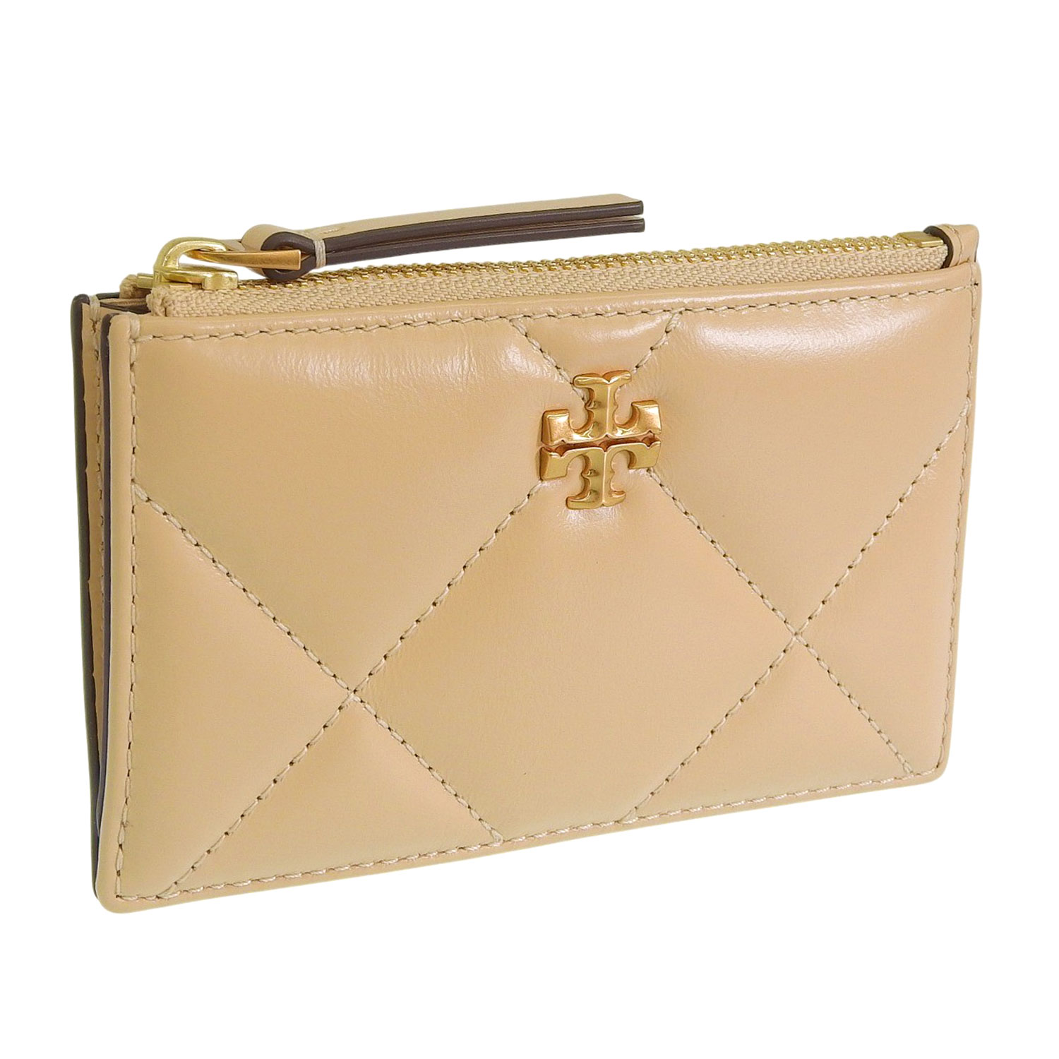 トリーバーチ カードケース コインケース 小銭入れ レディース アウトレット レザー ベージュ KIRA DIAMOND QUILT ZIP CARD CASE 158629 700 TORY BURCH