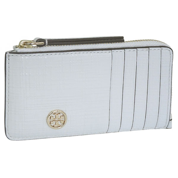 トリーバーチ カードケース レディース コインケース 小銭入れ レザー ブルー ROBINSON CROSSHATCHED ZIP CARD CASE 158691 400 TORY BURCH