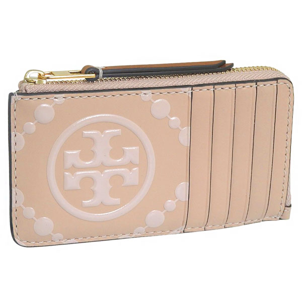 トリーバーチ カードケース レディース コインケース 小銭入れ レザー ピンク T MONOGRAM CONTRAST EMBOSSED ZIP CARD CASE 158862 250 TORY BURCH