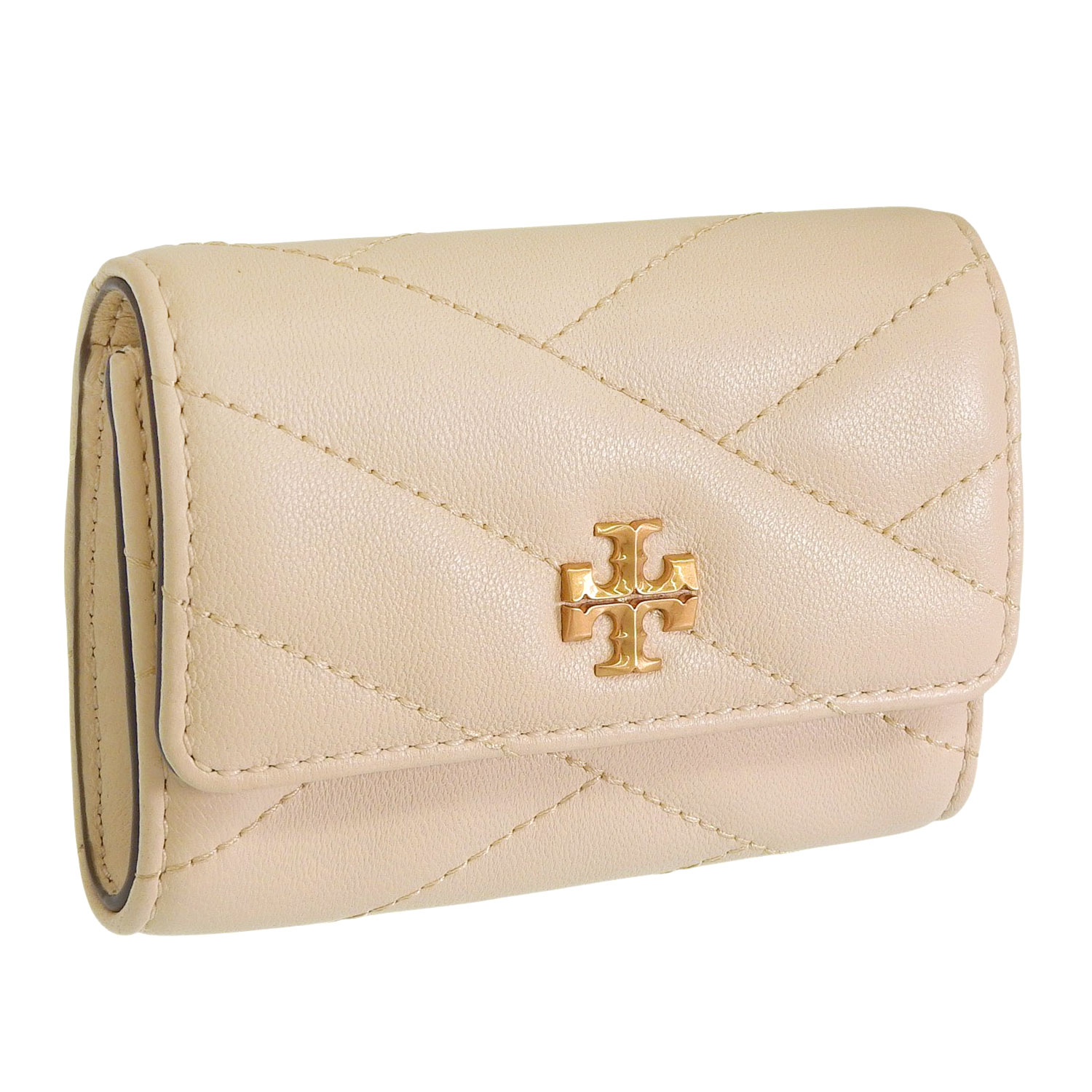 トリーバーチ ミニ財布 レディース カードケース アウトレット レザー ベージュ KIRA CHEVRON MINI FLAP WALLET 159792 122 TORY BURCH