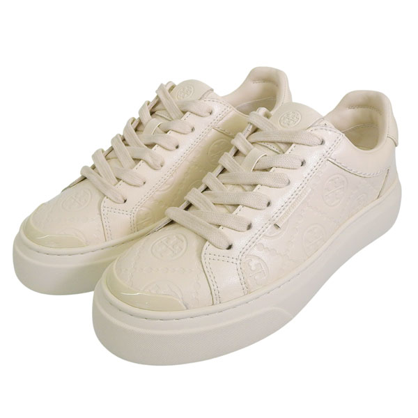 トリーバーチ 靴 レディース スニーカー アウトレット 22.5cm レザー アイボリー T MONOGRAM LADYBUG SNEAKER 161489 250225 TORY BURCH