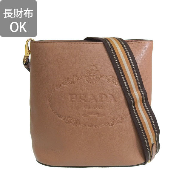 【ストアポイント5％還元】プラダ バッグ レディース ショルダーバッグ アウトレット レザー ブラウン 1BE057 VITELLO PHENIX  CARAMEL PRADA