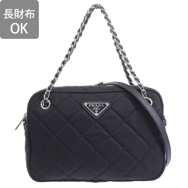 プラダの革製品黒いショルダーバック PRADA プラダ ショルダーバッグ レザー ブラック レディース
