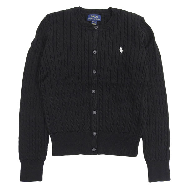 ポロ ラルフローレン ケーブルニットカーディガン レディース ガールズ L コットン ブラック CORE REPLEN 313543047005LBK POLO RALPH LAUREN