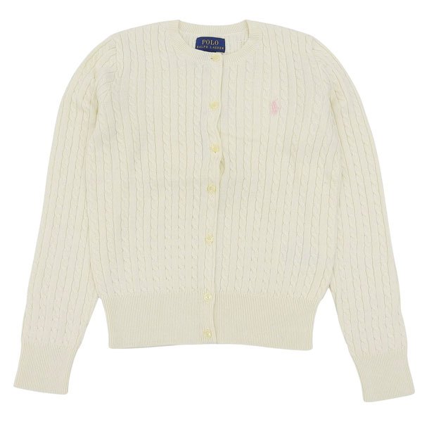 ポロ ラルフローレン ケーブルニットカーディガン レディース ガールズ M コットン アイボリー CORE REPLEN 313543047012MWT POLO RALPH LAUREN
