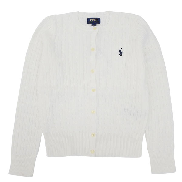 ポロ ラルフローレン ケーブルニットカーディガン レディース ガールズ M コットン ホワイト CORE REPLEN 313543047064MWTNV POLO RALPH LAUREN