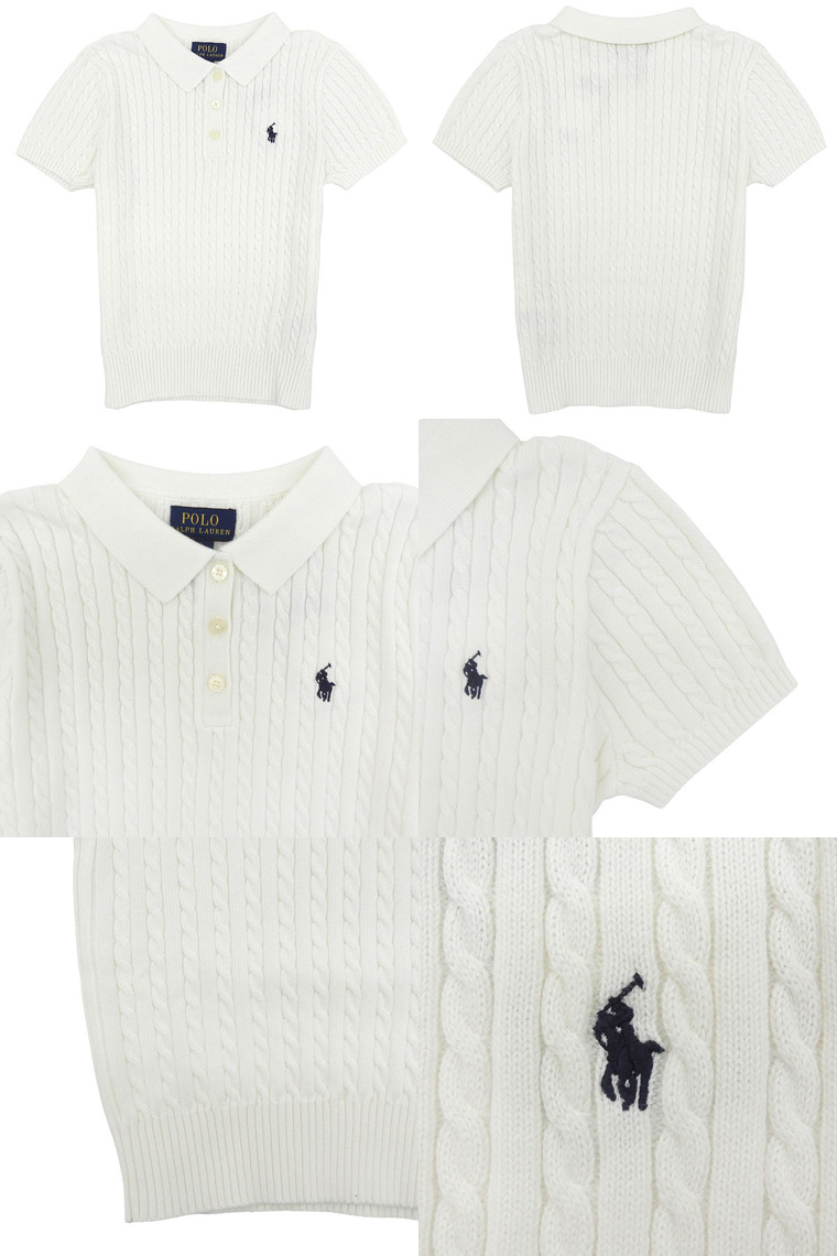 Polo Ralph Lauren 半袖 ポロシャツ ニット ホワイト POLO RALPH LAUREN（ポロ・ラルフローレン） ラルフローレン ニット