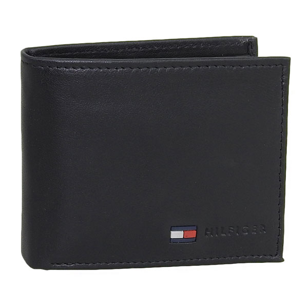 トミーヒルフィガー 財布 メンズ 2つ折り 折財布 コンパクト レザー ブラック COIN WALLET 31TL25X020 001 TOMMY HILFIGER