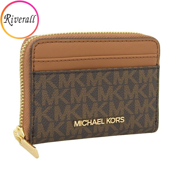 マイケルコース MICHAEL KORS 名刺入れ カードケース 小銭入れ ブラウン レディース 35h9gtvz2b｜riverall