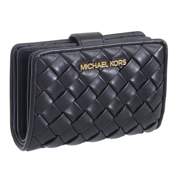 マイケルコース 財布 レディース 2つ折り 折財布 コンパクト アウトレット レザー ブラック 35R6GTVF6Y BLACK MICHAEL KORS