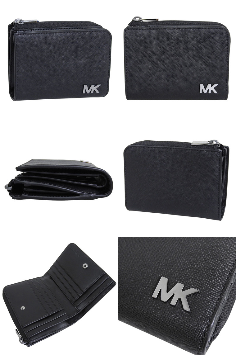 【新品】マイケルコース 36S5LCOF3O 財布 二つ折り財布 (小銭入れ有り) MICHAEL KORS COOPER レザー MKメタルロゴ コーナージップ フォリオウォレット アウトレット メンズ MICHAEL KORS（マイケルコース） 財布 メンズ 2つ折り 折財布