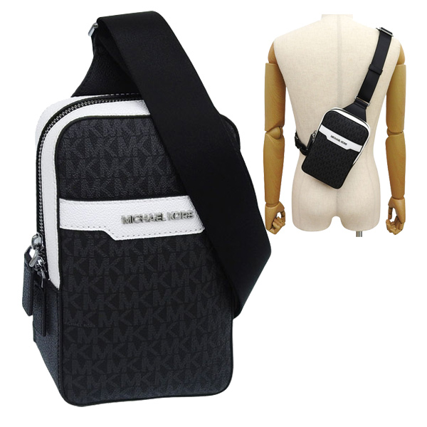 マイケルコース バッグ メンズ ボディバッグ アウトレット ブラック×ホワイト COOPER MD SLNGPK 37S5LCOY1B-BRIWHT MICHAEL KORS