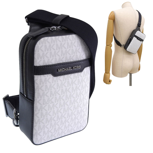 マイケルコース バッグ メンズ ショルダーバッグ ボディバッグ アウトレット PVC ホワイト COOPER MD SLNGPK 37T5LCOC2B BRIWHT MICHAEL KORS
