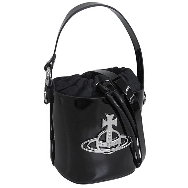 ヴィヴィアンウエストウッド バッグ レディース ショルダーバッグ 2way パテント ブラック DAISY SMALL DRAWSTRING BUCKET 43020023L001ON403 VIVIENNE WESTWOOD