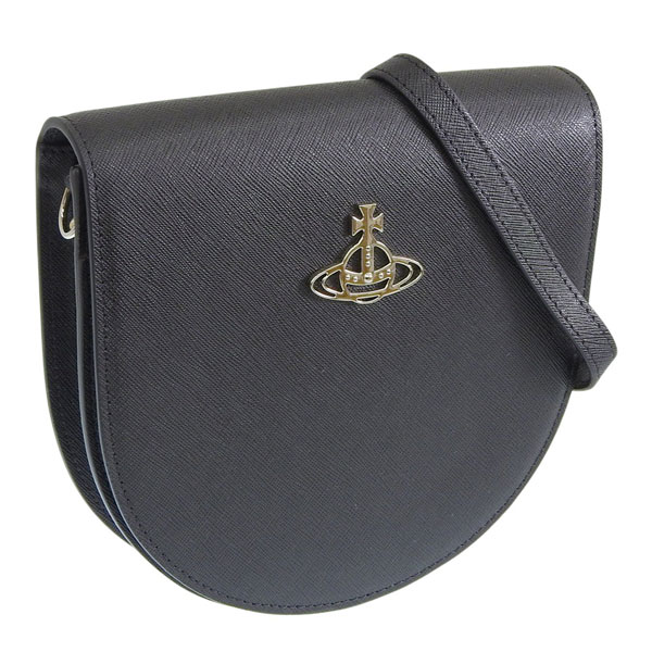 ヴィヴィアンウエストウッド バッグ レディース ショルダーバッグ ブラック SAFFIANO SADDLE CROSSBODY 43030097L001NN402 VIVIENNE WESTWOOD