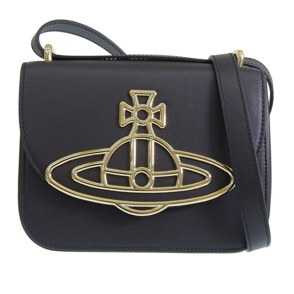 ヴィヴィアンウエストウッド バッグ レディース ショルダーバッグ レザー ブラック LINDA CROSSBODY 43040069L001QN401 VIVIENNE WESTWOODの画像