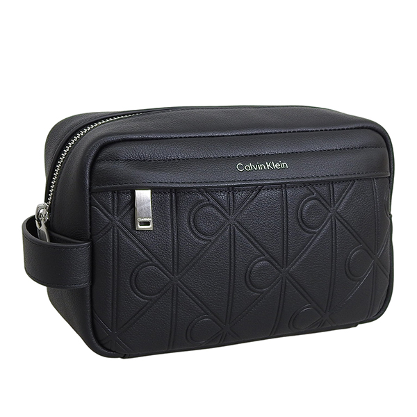 カルバンクライン バッグ メンズ セカンドバッグ アウトレット レザー ブラック XL EMBLEM AOP EMBOSS DOPP KIT 4D1179G 001 CALVIN KLEIN