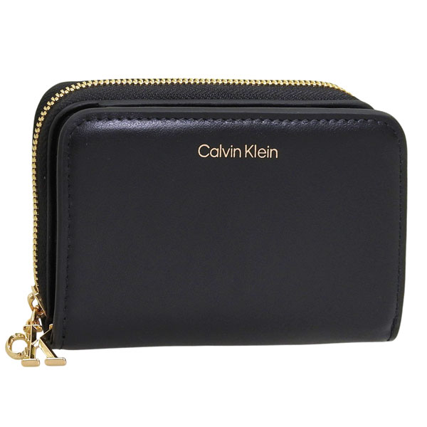 新品 本物 正規品 カルバンクライン Fレザー 二つ折り 財布 黒 ウォレット カルバンクライン Calvin Klein 二つ折り財布 CKロゴメタルプレート