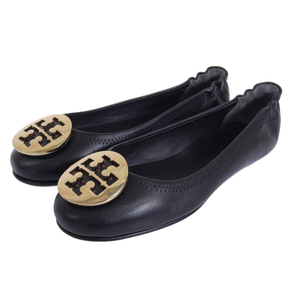 トリーバーチ 靴 レディース パンプス アウトレット 23cm レザー ブラック MINNIE TRAVEL BALLET WITH METAL 50393 13023 TORY BURCH