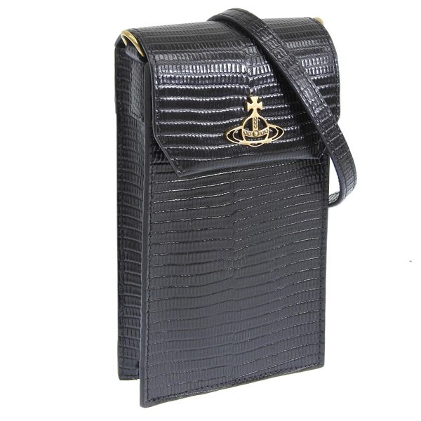 ヴィヴィアンウエストウッド バッグ レディース ショルダーバッグ レザー ブラック LIZARD PHONE BAG VIVIENNE WESTWOOD