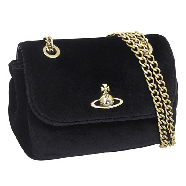 ヴィヴィアンウエストウッド バッグ レディース ショルダーバッグ ベルベット ブラック SMALL PURSE CHAIN 5C01000BWW00ZLN401 VIVIENNE WESTWOOD
