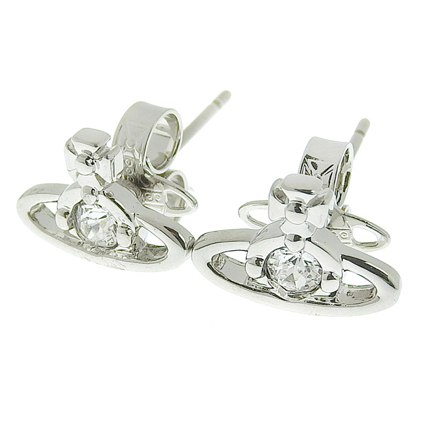 ヴィヴィアンウエストウッド アクセサリー レディース ピアス シルバー×クリア NANO SOLITAIRE EARRING VIVIENNE WESTWOOD