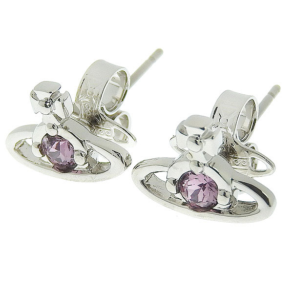 ヴィヴィアンウエストウッド アクセサリー レディース ピアス シルバー×ライトパープル NANO SOLITAIRE EARRING VIVIENNE WESTWOOD