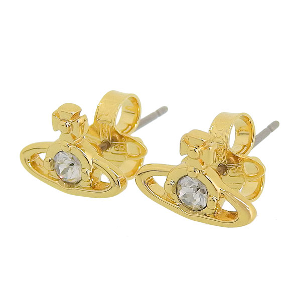 ヴィヴィアンウエストウッド アクセサリー レディース ピアス ゴールドカラー NANO SOLITAIRE EARRINGS 6201003702R944 VIVIENNE WESTWOOD