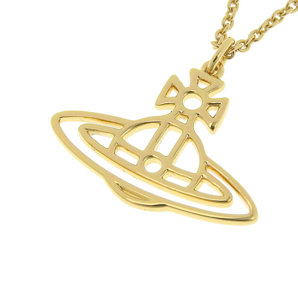 ヴィヴィアンウエストウッド VIVIENNE WESTWOOD THIN LINES SHORT FLAT ORB PENDANT ネックレス ゴールド レディース 63020260