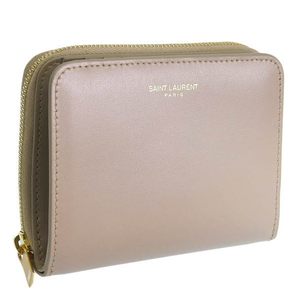 サンローラン 財布 レディース 二つ折り財布 レザー ダークベージュ  