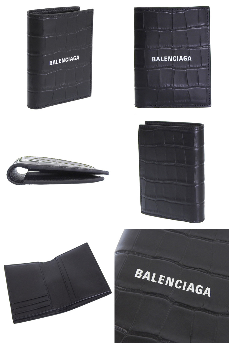 バレンシアガ 財布 メンズ 二つ折り財布 アウトレット レザー ブラック