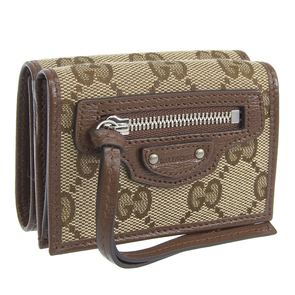 GUCCI グッチ BALENCIAGA バレンシアガ コラボ 三つ折り財布 レディース ブラウン 681708GY5SN8563 681708gy5sn8563.jpg