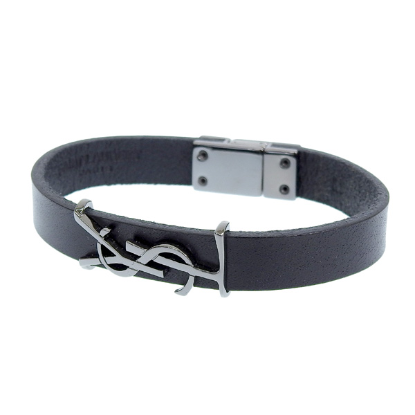サンローラン アクセサリー メンズ レディース ブレスレット L 約18cm レザー ブラック 7088150IH0R1000L SAINT LAURENT