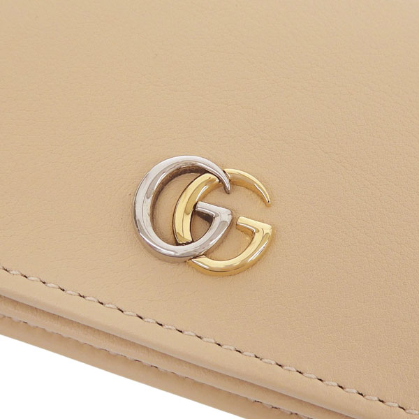 グッチ 財布 レディース 2つ折り 折財布 コンパクト アウトレット レザー ベージュ 7900550QG0G5701 GUCCIの画像