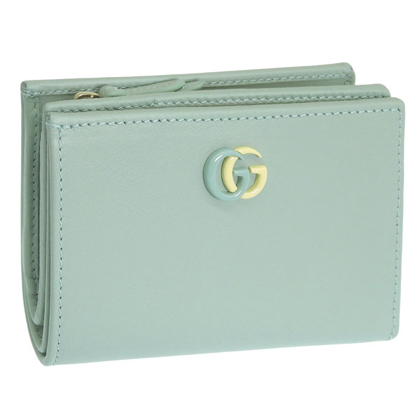 グッチ 財布 レディース 2つ折り 折財布 コンパクト アウトレット レザー グリーン 790063AADQF4843 GUCCI