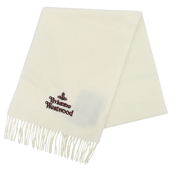 ヴィヴィアンウエストウッド マフラー レディース ウール ホワイト EMBROIDERED LOGO 81030007W00Q7A401 VIVIENNE WESTWOOD